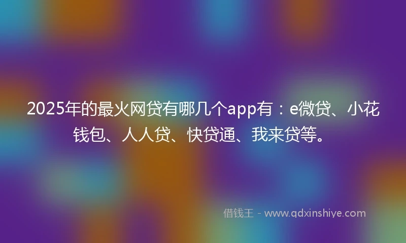 2025年的最火网贷有哪几个app有：e微贷、小花钱包、人人贷、快贷通、我来贷等。
