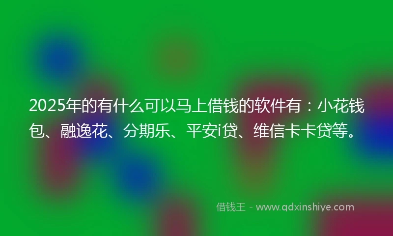 2025年的有什么可以马上借钱的软件有：小花钱包、融逸花、分期乐、平安i贷、维信卡卡贷等。