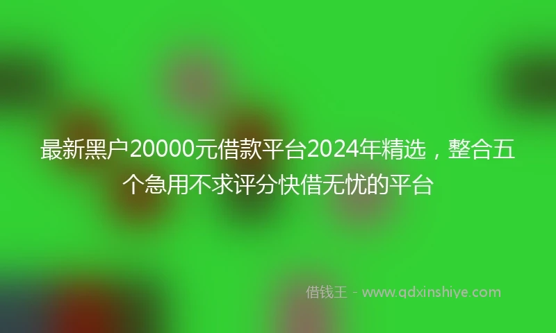 最新黑户20000元借款平台2024年精选，整合五个急用不求评分快借无忧的平台
