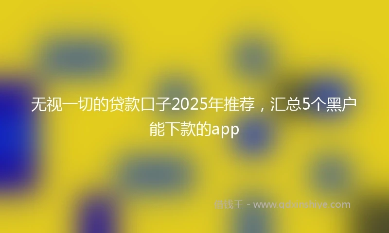 无视一切的贷款口子2025年推荐，汇总5个黑户能下款的app