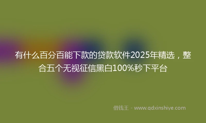 有什么百分百能下款的贷款软件2025年精选，整合五个无视征信黑白100%秒下平台