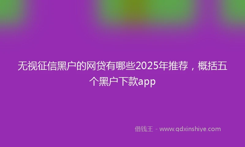 无视征信黑户的网贷有哪些2025年推荐，概括五个黑户下款app