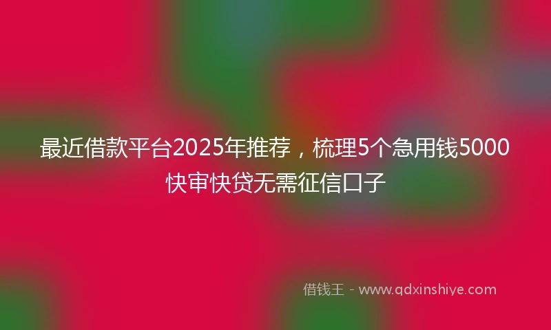 最近借款平台2025年推荐，梳理5个急用钱5000快审快贷无需征信口子