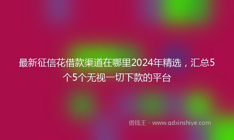 最新征信花借款渠道在哪里2024年精选，汇总5个5个无视一切下款的平台