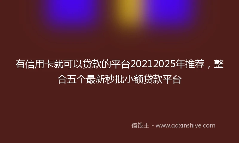 有信用卡就可以贷款的平台20212025年推荐,整合五个最新秒批小额贷款平台