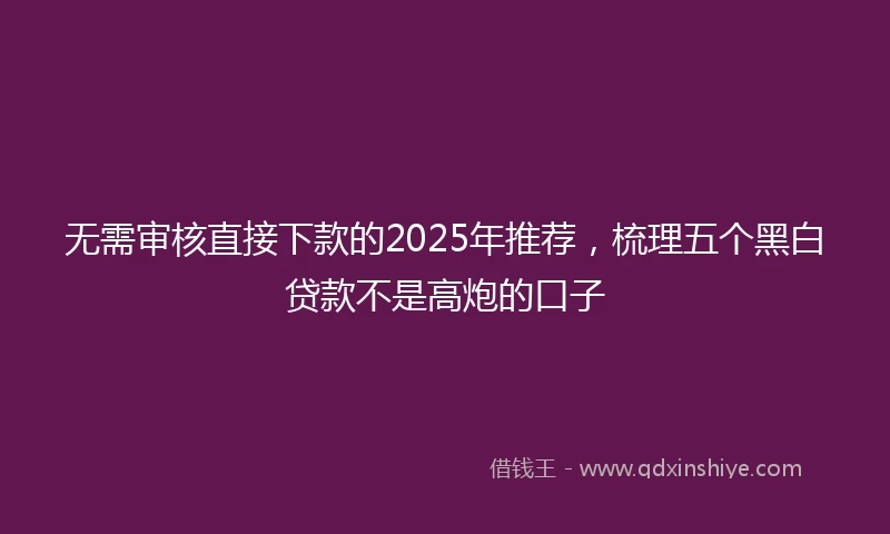 无需审核直接下款的2025年推荐，梳理五个黑白贷款不是高炮的口子