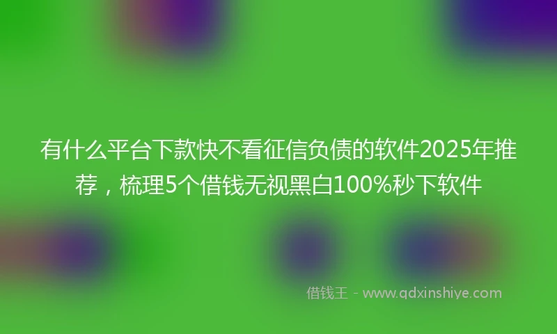 有什么平台下款快不看征信负债的软件2025年推荐，梳理5个借钱无视黑白100%秒下软件
