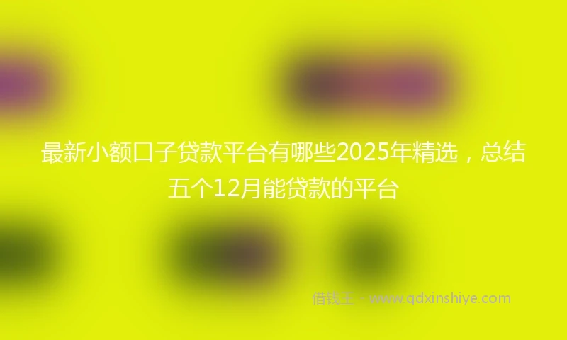 最新小额口子贷款平台有哪些2025年精选，总结五个12月能贷款的平台