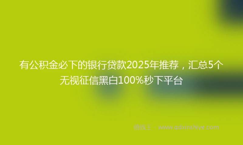 有公积金必下的银行贷款2025年推荐，汇总5个无视征信黑白100%秒下平台
