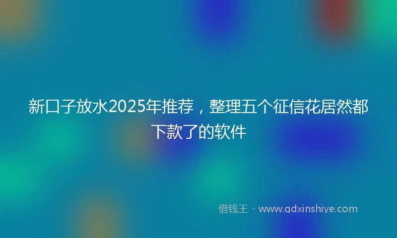 新口子放水2025年推荐，整理五个征信花居然都下款了的软件