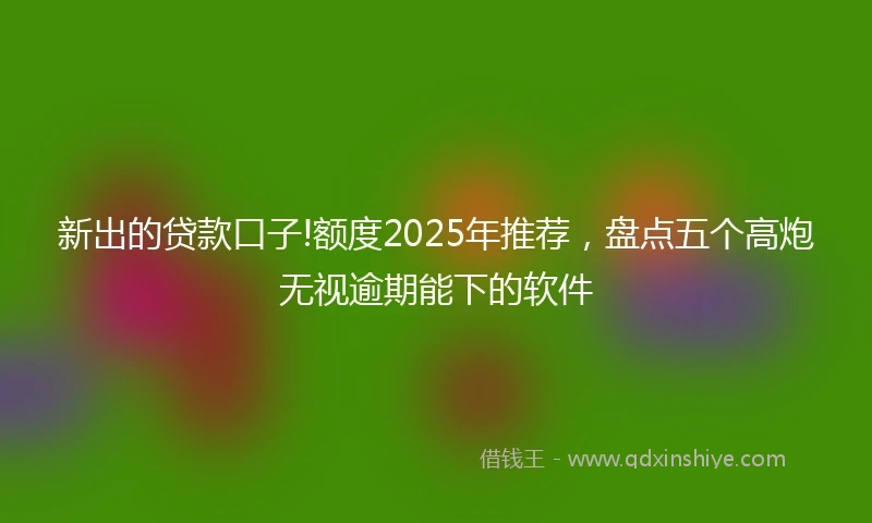 新出的贷款口子!额度2025年推荐，盘点五个高炮无视逾期能下的软件