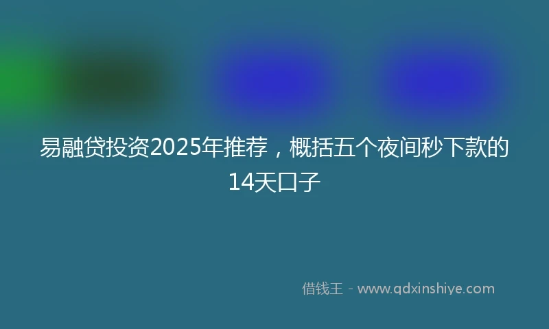 易融贷投资2025年推荐，概括五个夜间秒下款的14天口子