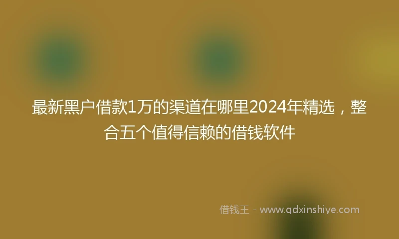 最新黑户借款1万的渠道在哪里2024年精选，整合五个值得信赖的借钱软件