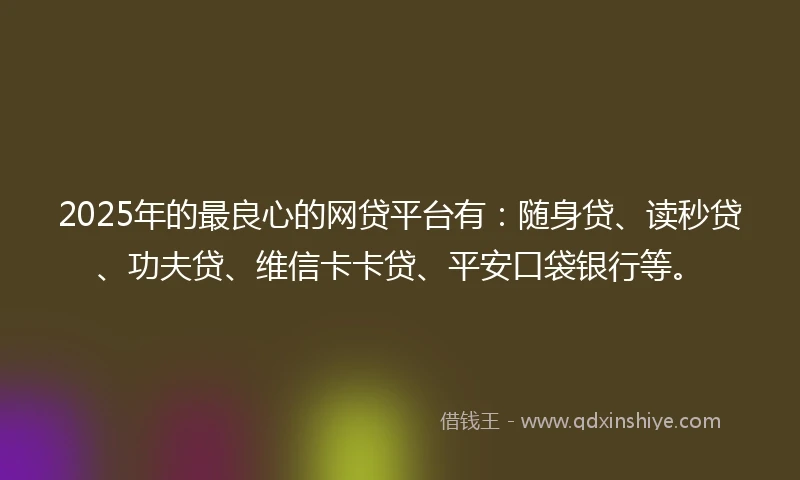 2025年的最良心的网贷平台有：随身贷、读秒贷、功夫贷、维信卡卡贷、平安口袋银行等。