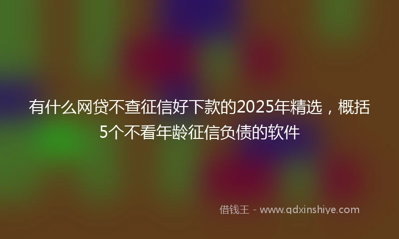 有什么网贷不查征信好下款的2025年精选，概括5个不看年龄征信负债的软件