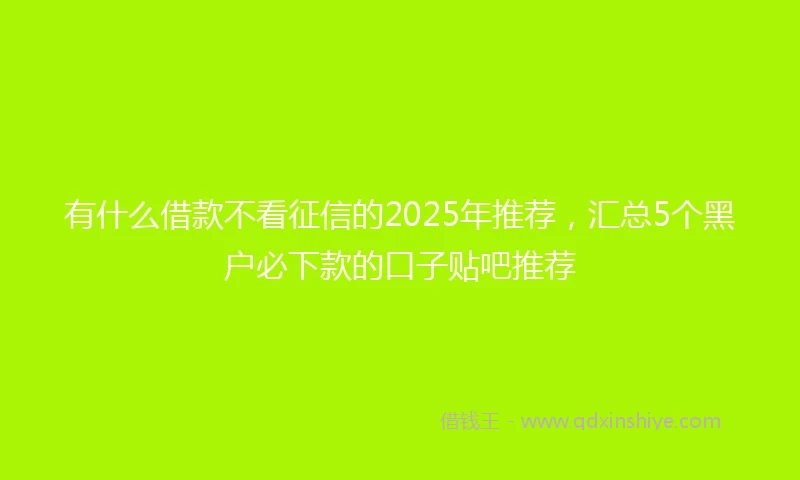 有什么借款不看征信的2025年推荐,汇总5个黑户必下款的口子贴吧推荐