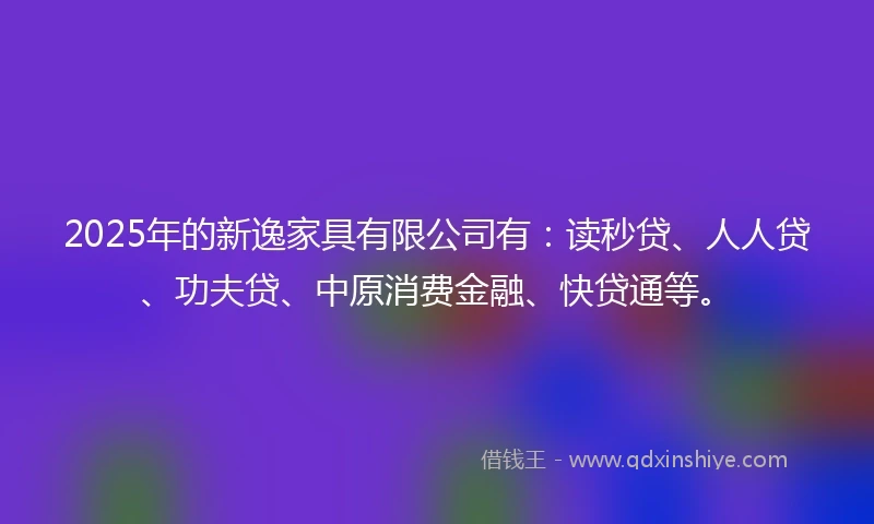 2025年的新逸家具有限公司有：读秒贷、人人贷、功夫贷、中原消费金融、快贷通等。