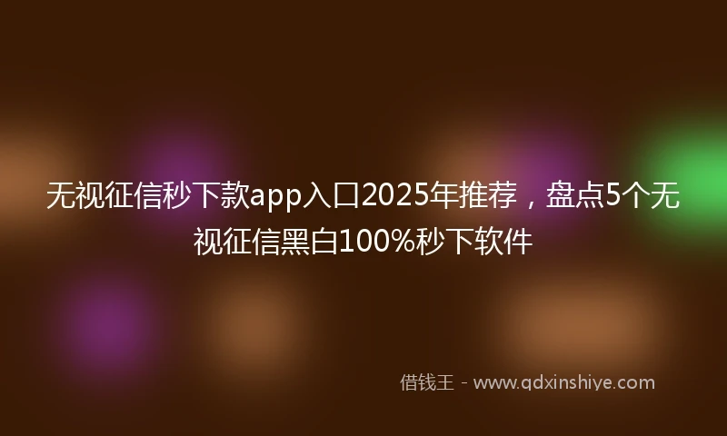 无视征信秒下款app入口2025年推荐，盘点5个无视征信黑白100%秒下软件