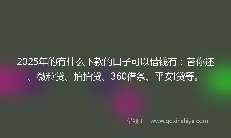 2025年的有什么下款的口子可以借钱有：替你还、微粒贷、拍拍贷、360借条、平安i贷等。