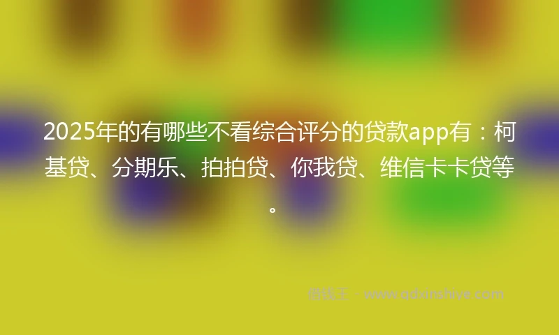 2025年的有哪些不看综合评分的贷款app有：柯基贷、分期乐、拍拍贷、你我贷、维信卡卡贷等。