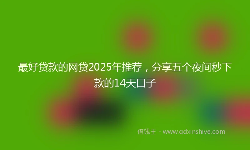 最好贷款的网贷2025年推荐，分享五个夜间秒下款的14天口子