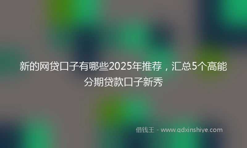 新的网贷口子有哪些2025年推荐，汇总5个高能分期贷款口子新秀