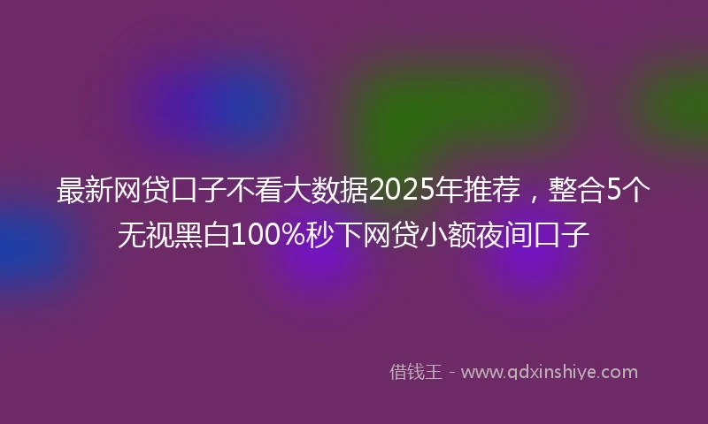 最新网贷口子不看大数据2025年推荐，整合5个无视黑白100%秒下网贷小额夜间口子