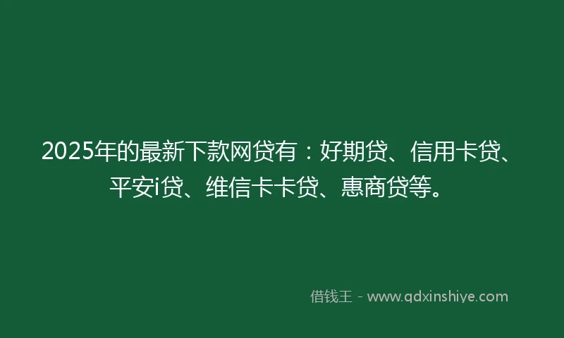 2025年的最新下款网贷有：好期贷、信用卡贷、平安i贷、维信卡卡贷、惠商贷等。