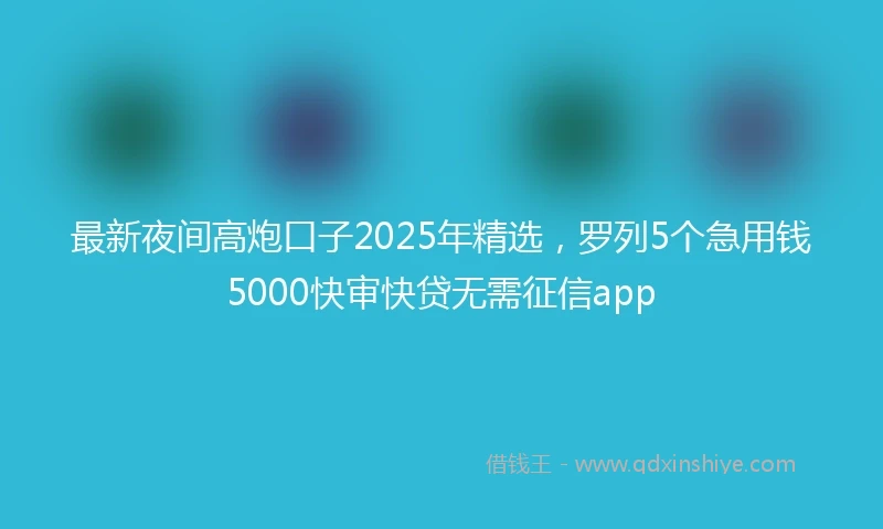 最新夜间高炮口子2025年精选，罗列5个急用钱5000快审快贷无需征信app