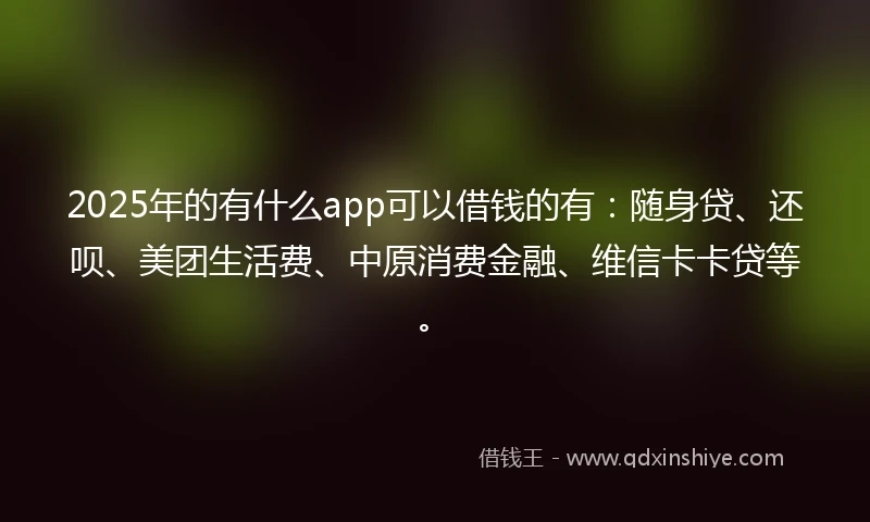 2025年的有什么app可以借钱的有：随身贷、还呗、美团生活费、中原消费金融、维信卡卡贷等。