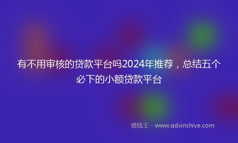 有不用审核的贷款平台吗2024年推荐，总结五个必下的小额贷款平台
