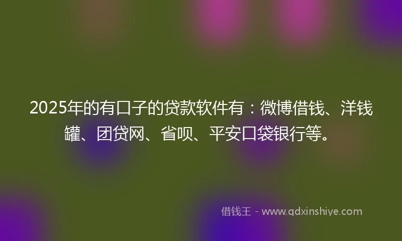 2025年的有口子的贷款软件有：微博借钱、洋钱罐、团贷网、省呗、平安口袋银行等。