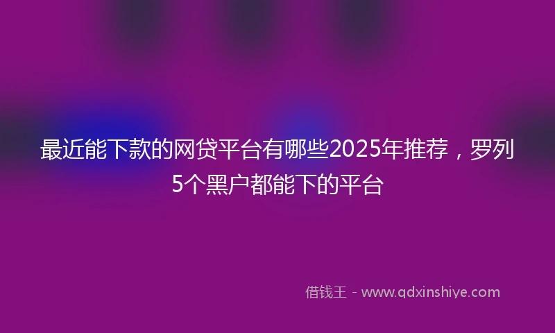 最近能下款的网贷平台有哪些2025年推荐，罗列5个黑户都能下的平台