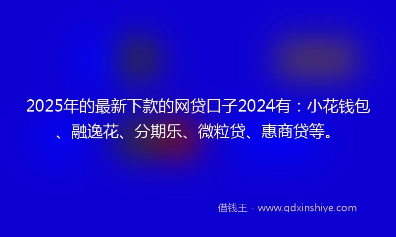 2025年的最新下款的网贷口子2024有：小花钱包、融逸花、分期乐、微粒贷、惠商贷等。