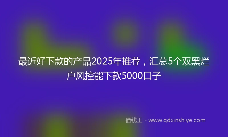 最近好下款的产品2025年推荐，汇总5个双黑烂户风控能下款5000口子