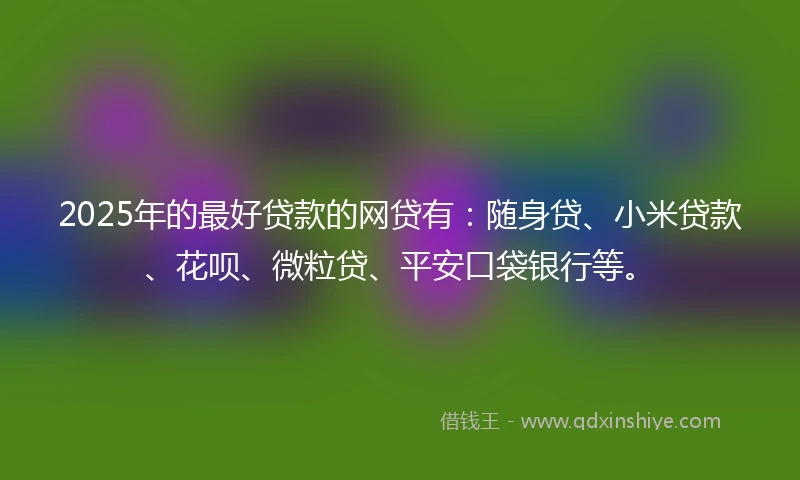 2025年的最好贷款的网贷有：随身贷、小米贷款、花呗、微粒贷、平安口袋银行等。