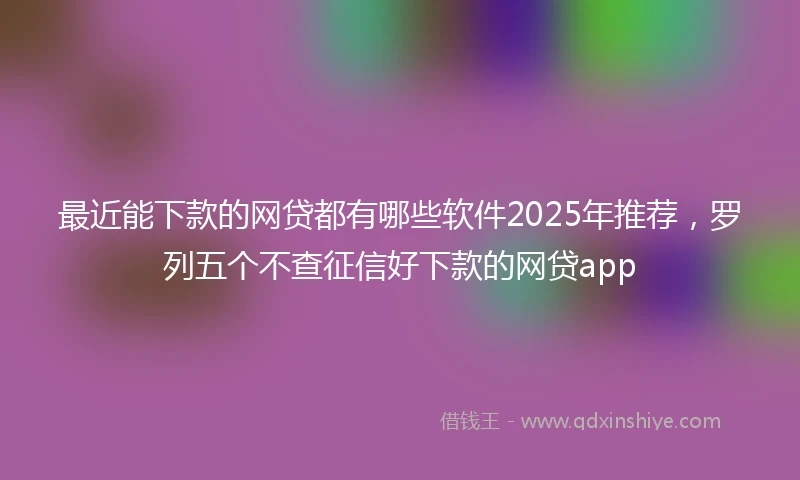 最近能下款的网贷都有哪些软件2025年推荐，罗列五个不查征信好下款的网贷app