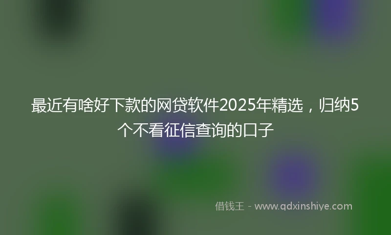最近有啥好下款的网贷软件2025年精选，归纳5个不看征信查询的口子