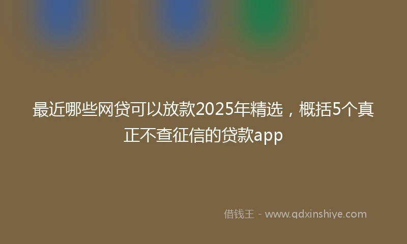 最近哪些网贷可以放款2025年精选，概括5个真正不查征信的贷款app