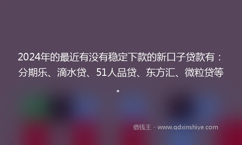 2024年的最近有没有稳定下款的新口子贷款有：分期乐、滴水贷、51人品贷、东方汇、微粒贷等。