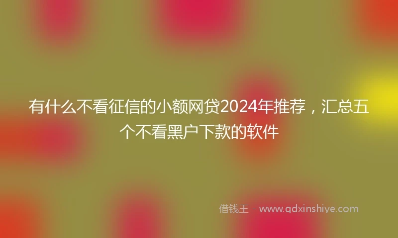 有什么不看征信的小额网贷2024年推荐,汇总五个不看黑户下款的软件