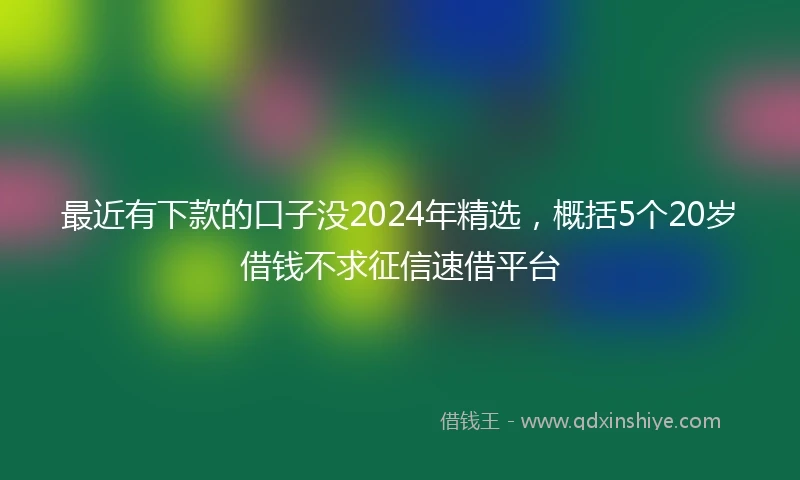 最近有下款的口子没2024年精选，概括5个20岁借钱不求征信速借平台