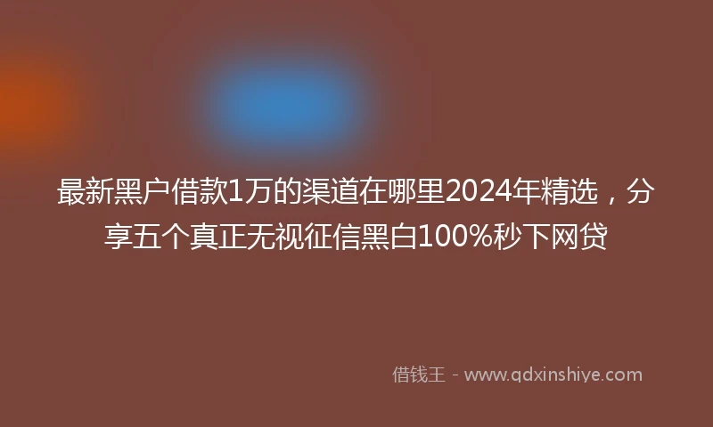最新黑户借款1万的渠道在哪里2024年精选，分享五个真正无视征信黑白100%秒下网贷