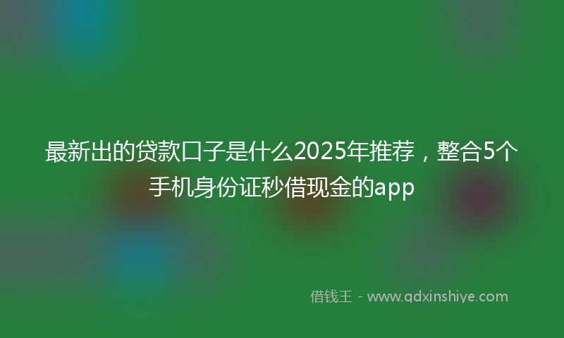 最新出的贷款口子是什么2025年推荐，整合5个手机身份证秒借现金的app