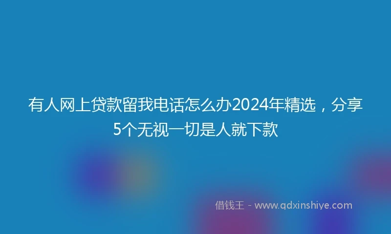 有人网上贷款留我电话怎么办2024年精选，分享5个无视一切是人就下款