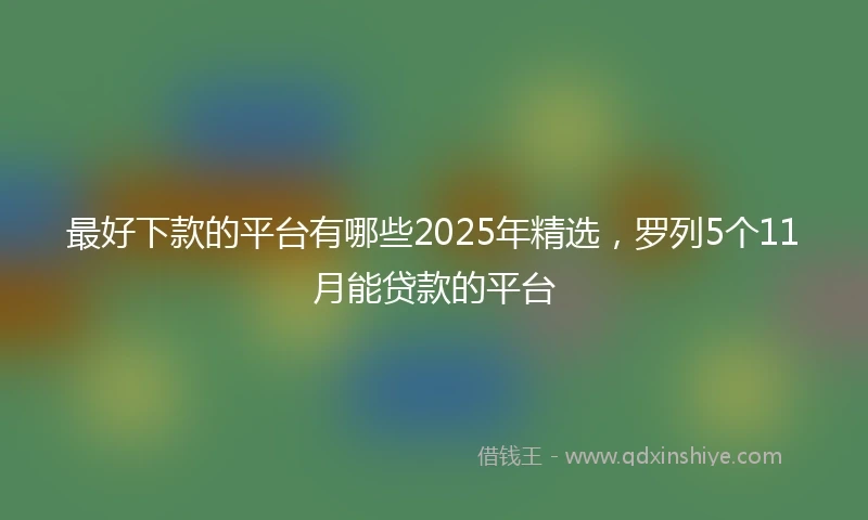最好下款的平台有哪些2025年精选，罗列5个11月能贷款的平台