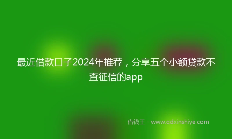 最近借款口子2024年推荐，分享五个小额贷款不查征信的app