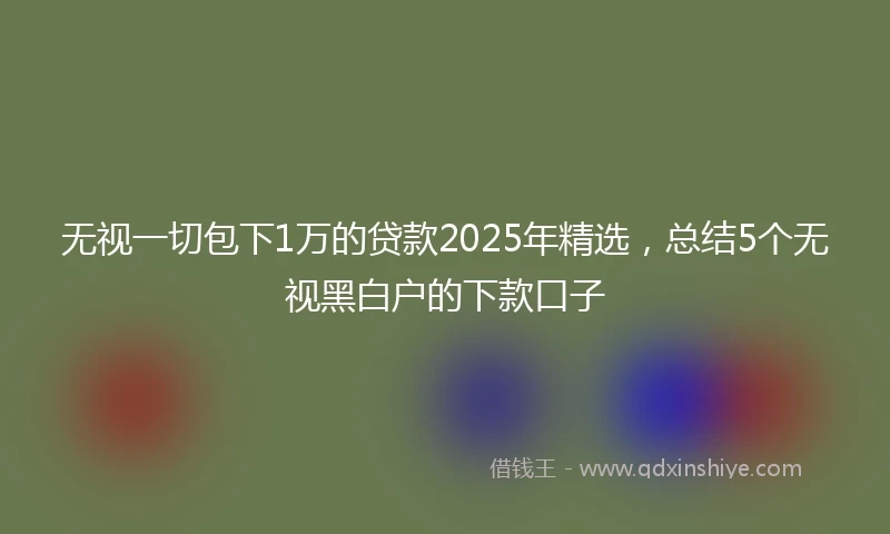 无视一切包下1万的贷款2025年精选，总结5个无视黑白户的下款口子