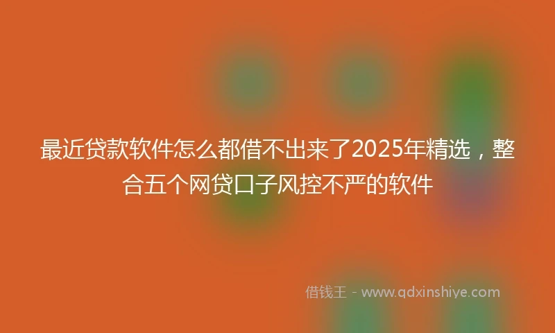 最近贷款软件怎么都借不出来了2025年精选，整合五个网贷口子风控不严的软件