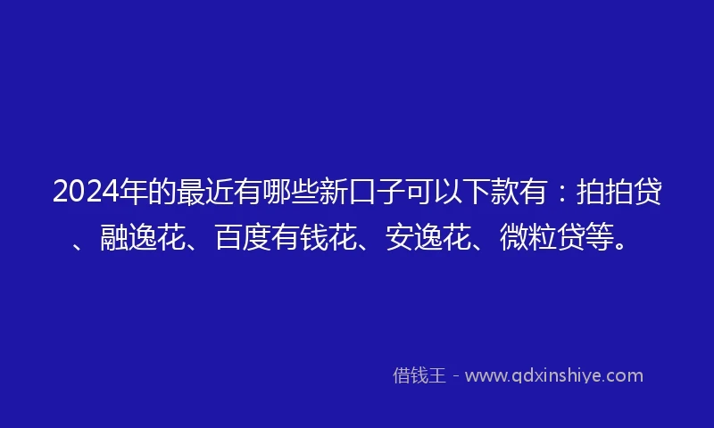 2024年的最近有哪些新口子可以下款有：拍拍贷、融逸花、百度有钱花、安逸花、微粒贷等。